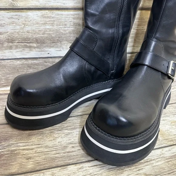 John Fluevog FV2 Boots, Size 10 black knee high chunky - Picture 7 of 12